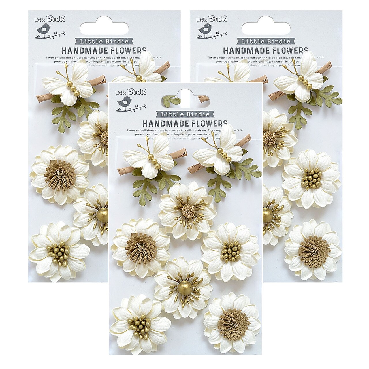 Pack of 3 - Little Birdie Arcadia Paper Flowers 8/Pkg-Amor Mio